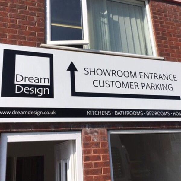 Dream Design Showroom Entrance sign